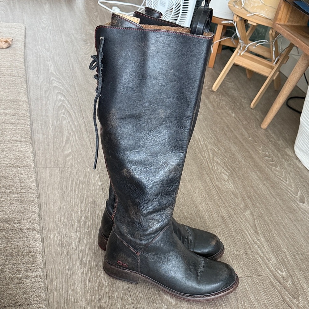 Bed Stu Black Leather Knee-High Boots